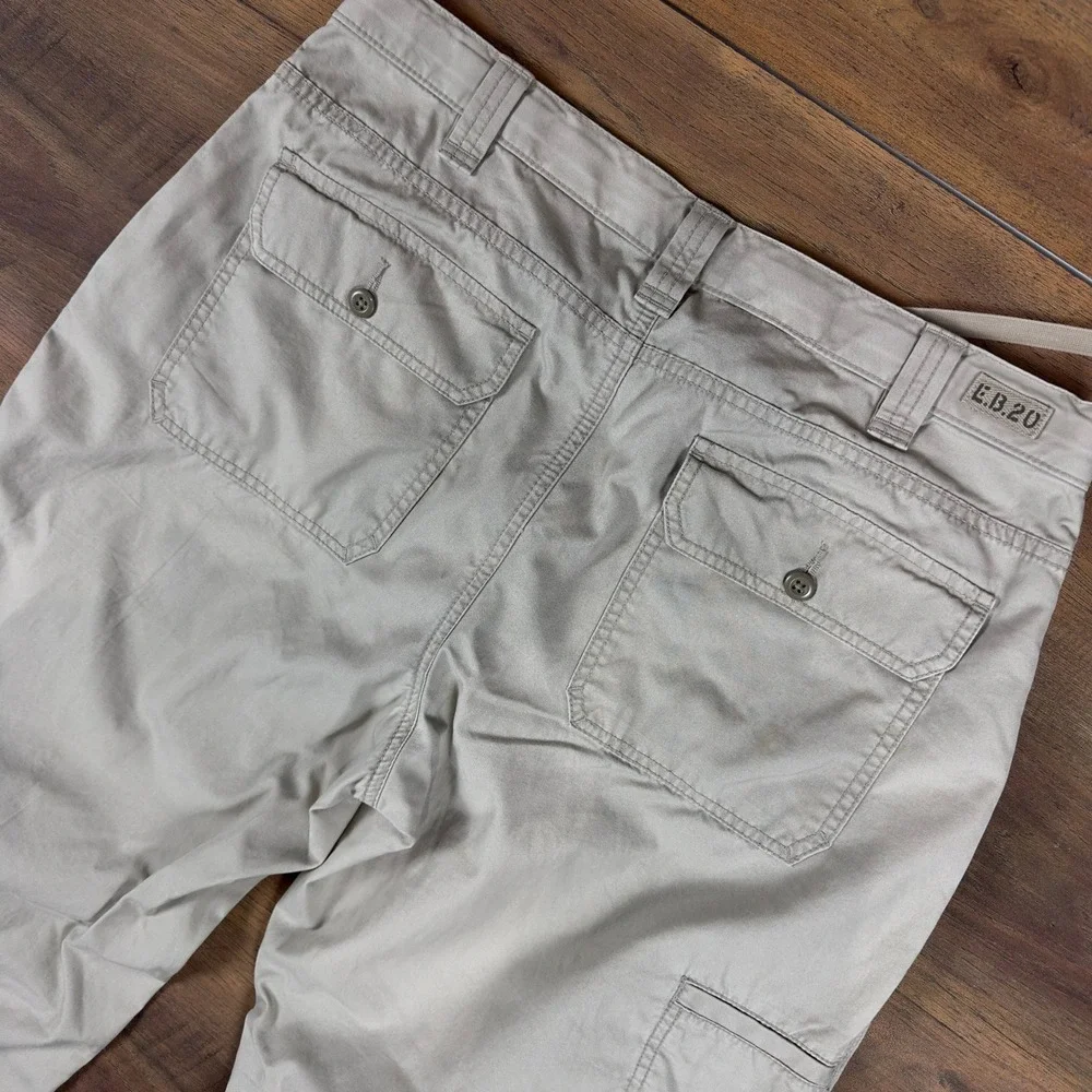 Eddie Bauer Mens 36x30 Khaki Tan Cotton Drawstring Chino Outdoor Pants Straight